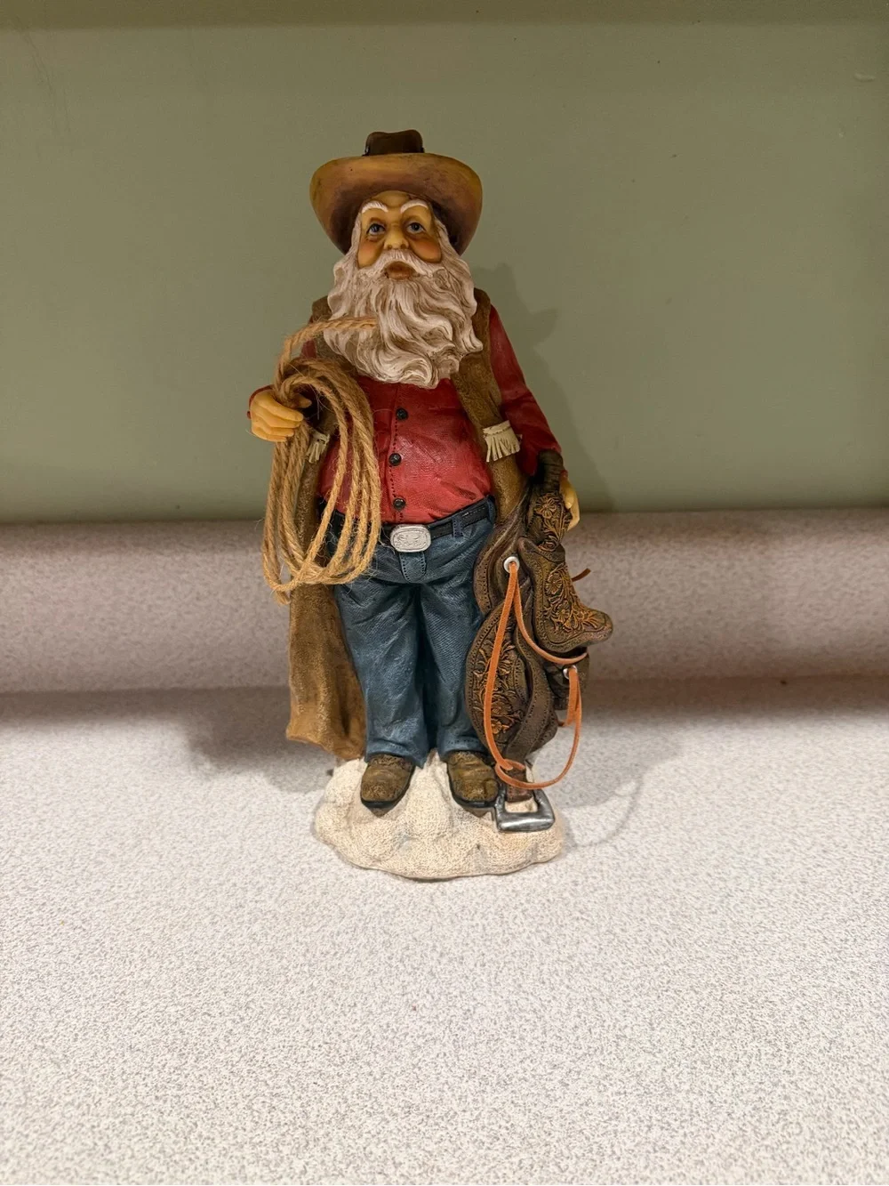 Western Cowboy Santa Clause Table Top Christmas Decoration